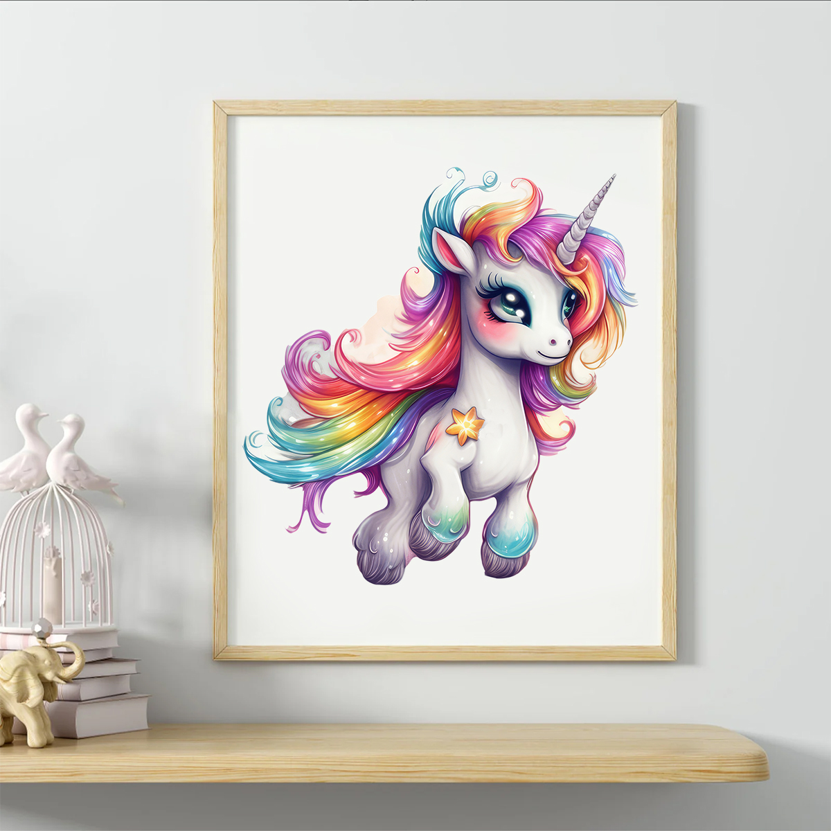 Rubbyoo Cute Unicorn With A Rainbow Mane - Wooden Jigsaw Puzzle