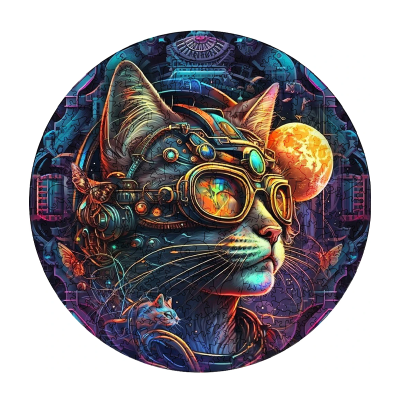 Mechanical Space Cat - Wooden Jigsaw Puzzle