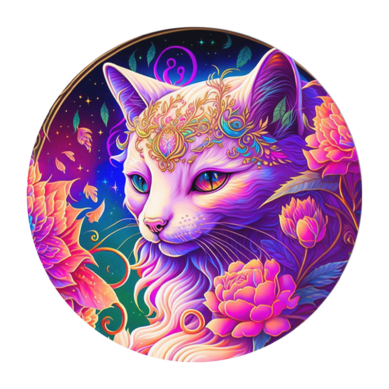 Beautiful Cat Round Shaped - Wooden Jigsaw Puzzle