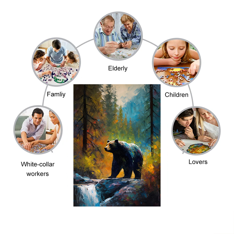 Rubbyoo Bear on the Rock by Yosemite Creek - Wooden Jigsaw Puzzle 