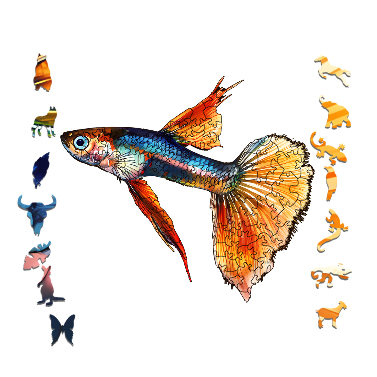 Rubbyoo Colorful tropical fish - Wooden Jigsaw Puzzle 