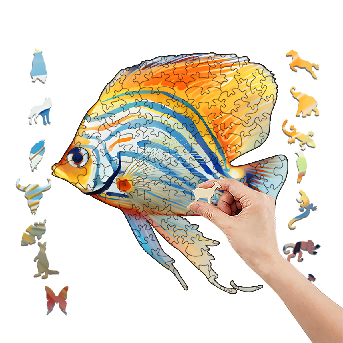 Rubbyoo Tropical Zebrasoma Fish Isolated - Wooden Jigsaw Puzzle 