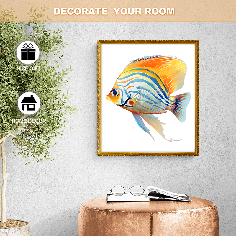 Rubbyoo Tropical Zebrasoma Fish Isolated - Wooden Jigsaw Puzzle 