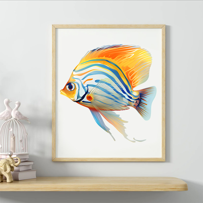 Rubbyoo Tropical Zebrasoma Fish Isolated - Wooden Jigsaw Puzzle 