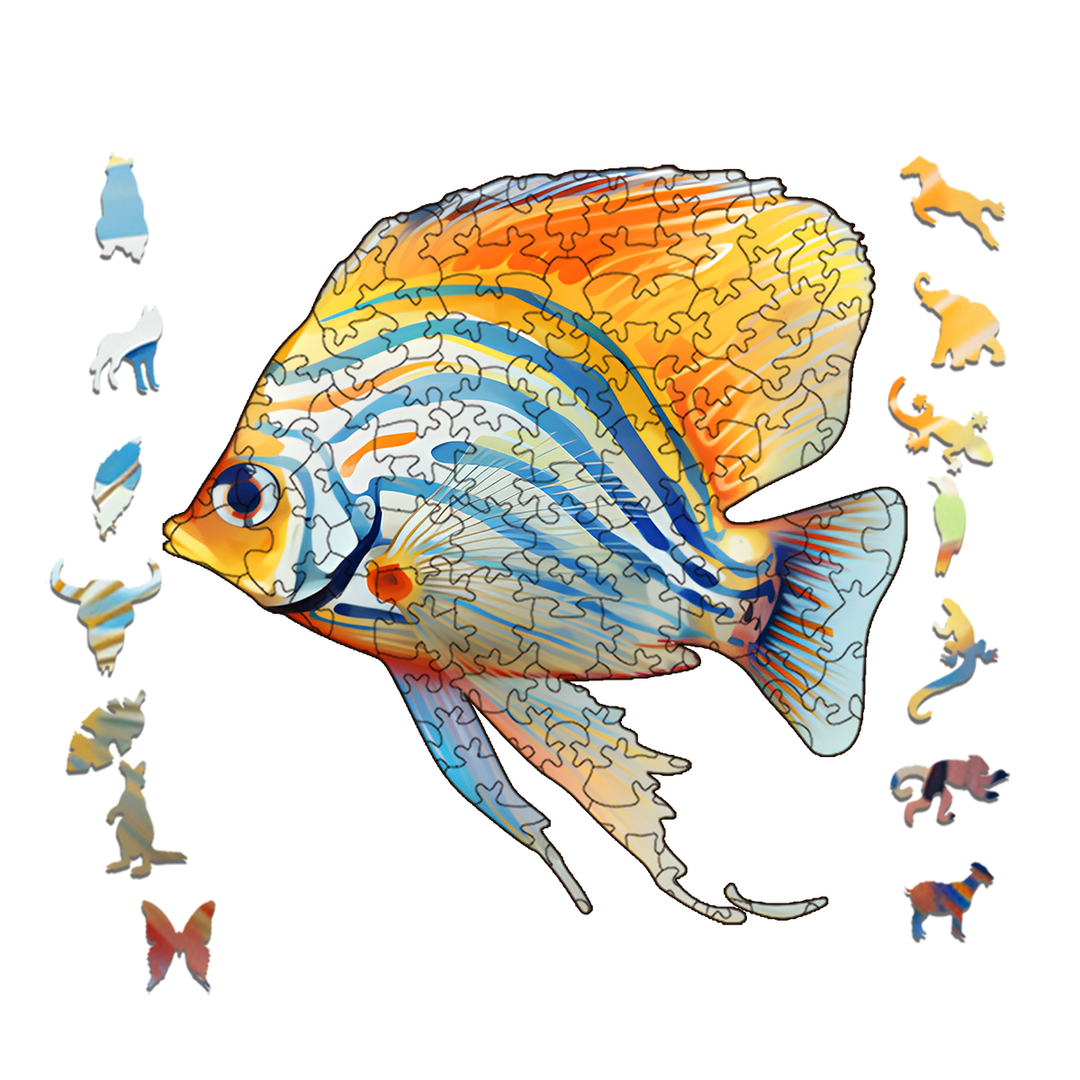 Rubbyoo Tropical Zebrasoma Fish Isolated - Wooden Jigsaw Puzzle 