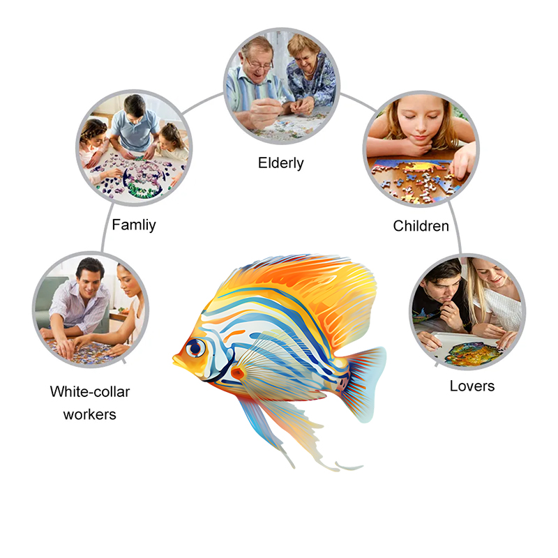 Rubbyoo Tropical Zebrasoma Fish Isolated - Wooden Jigsaw Puzzle 