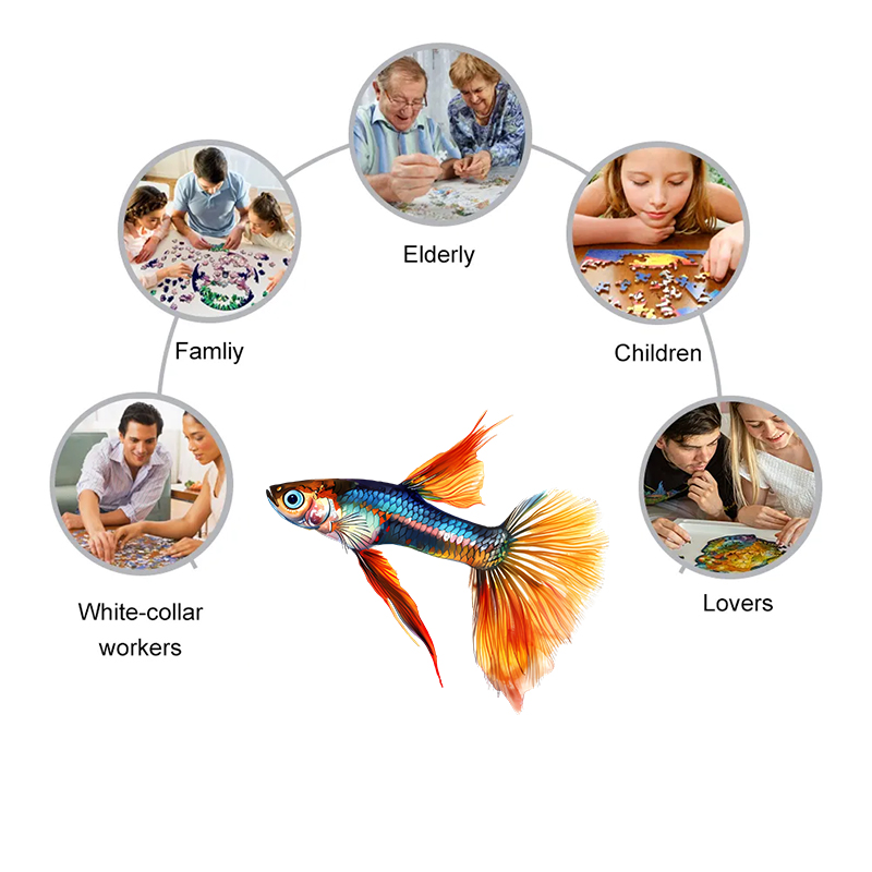 Rubbyoo Colorful tropical fish - Wooden Jigsaw Puzzle 