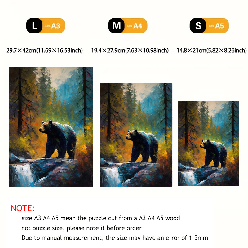 Rubbyoo Bear on the Rock by Yosemite Creek - Wooden Jigsaw Puzzle 