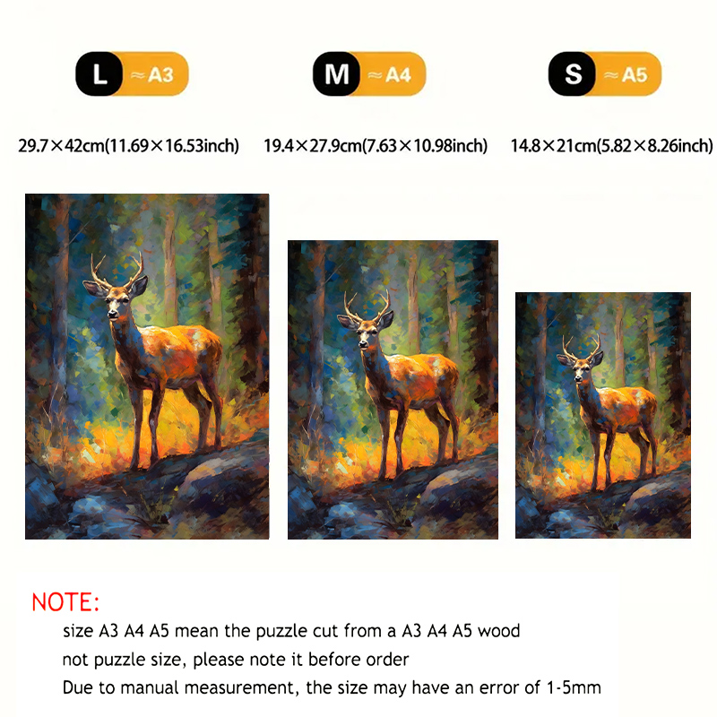 Rubbyoo Deer on the Rock in Yosemite's Forest - Wooden Jigsaw Puzzle 