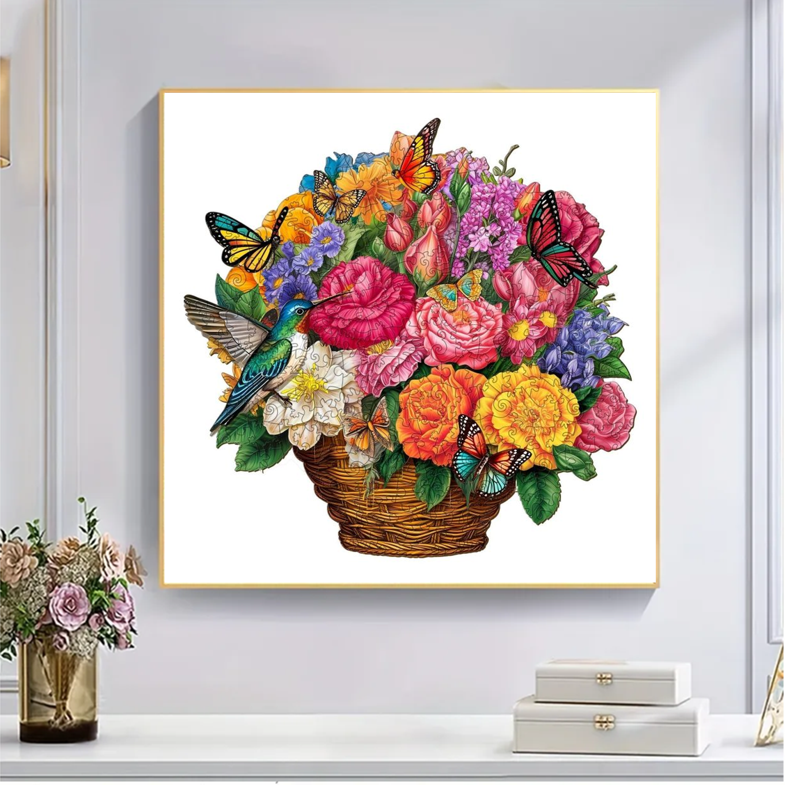 Flower Basket ‘Peonies and Butterflies’ - Wooden Jigsaw Puzzles