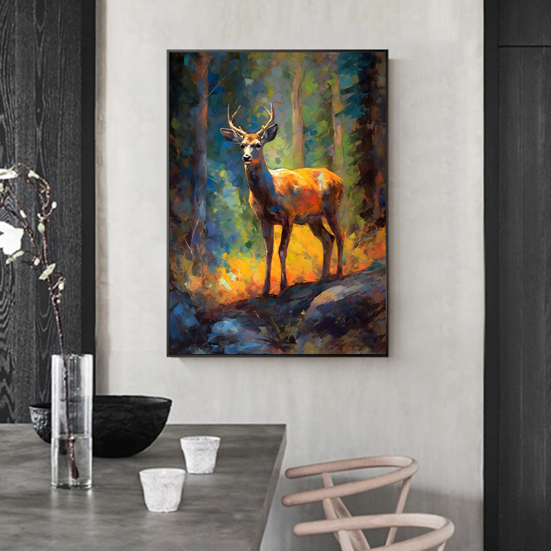 Rubbyoo Deer on the Rock in Yosemite's Forest - Wooden Jigsaw Puzzle 