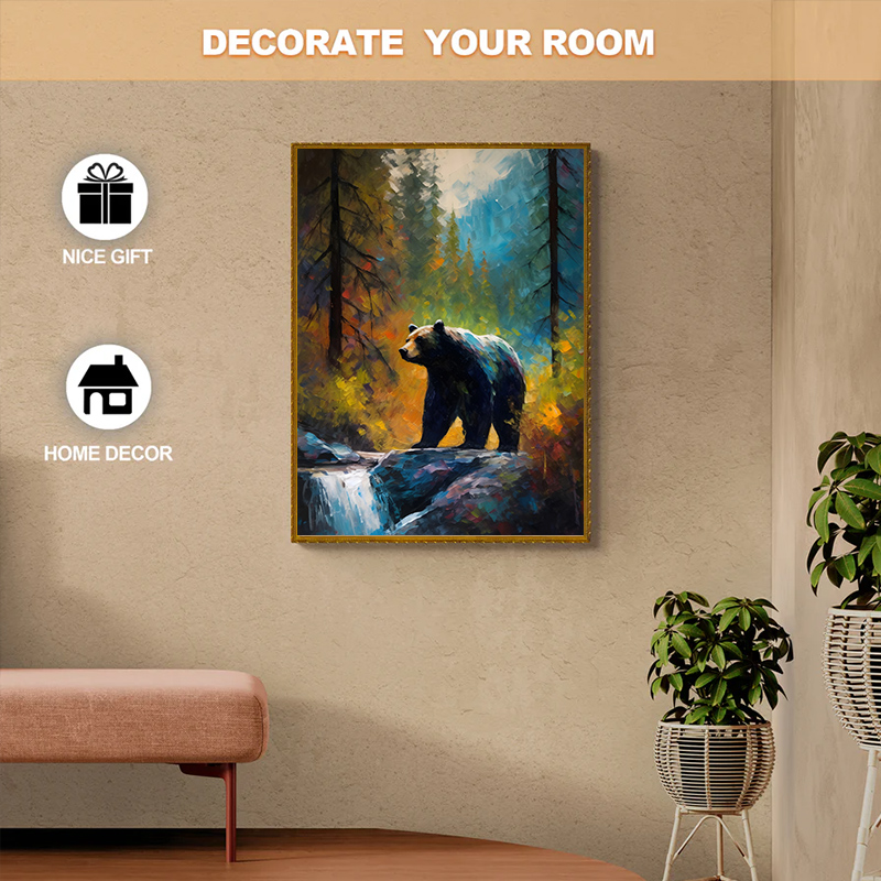 Rubbyoo Bear on the Rock by Yosemite Creek - Wooden Jigsaw Puzzle 