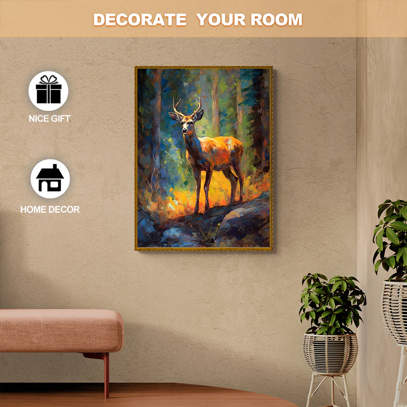 Rubbyoo Deer on the Rock in Yosemite's Forest - Wooden Jigsaw Puzzle 