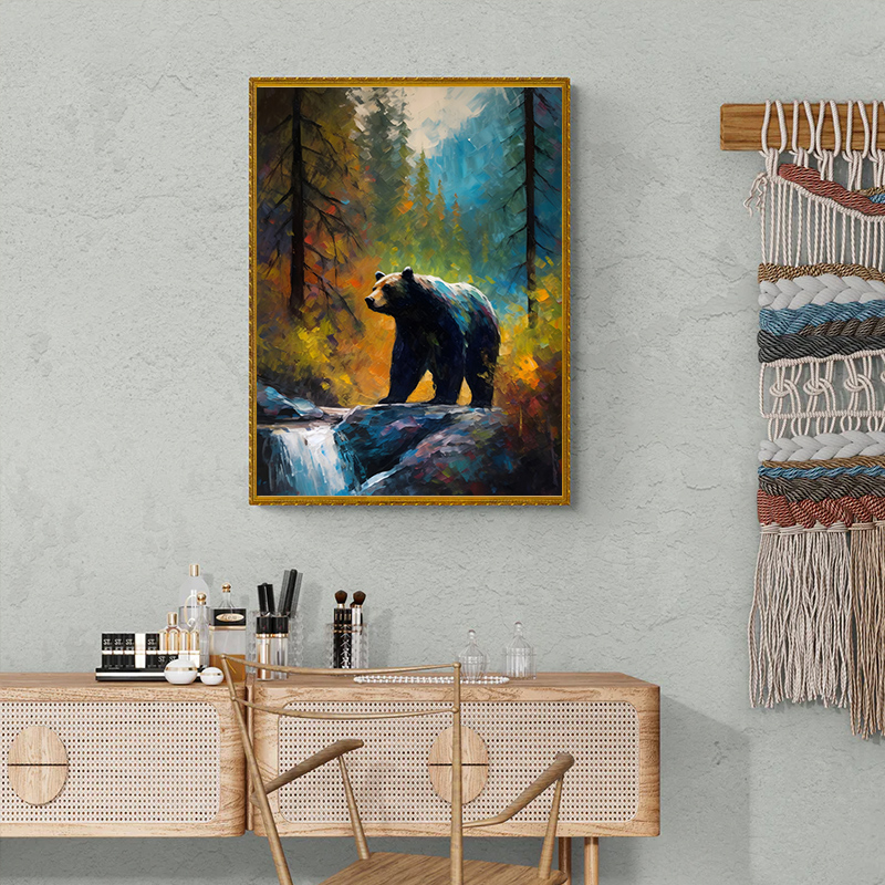 Rubbyoo Bear on the Rock by Yosemite Creek - Wooden Jigsaw Puzzle 