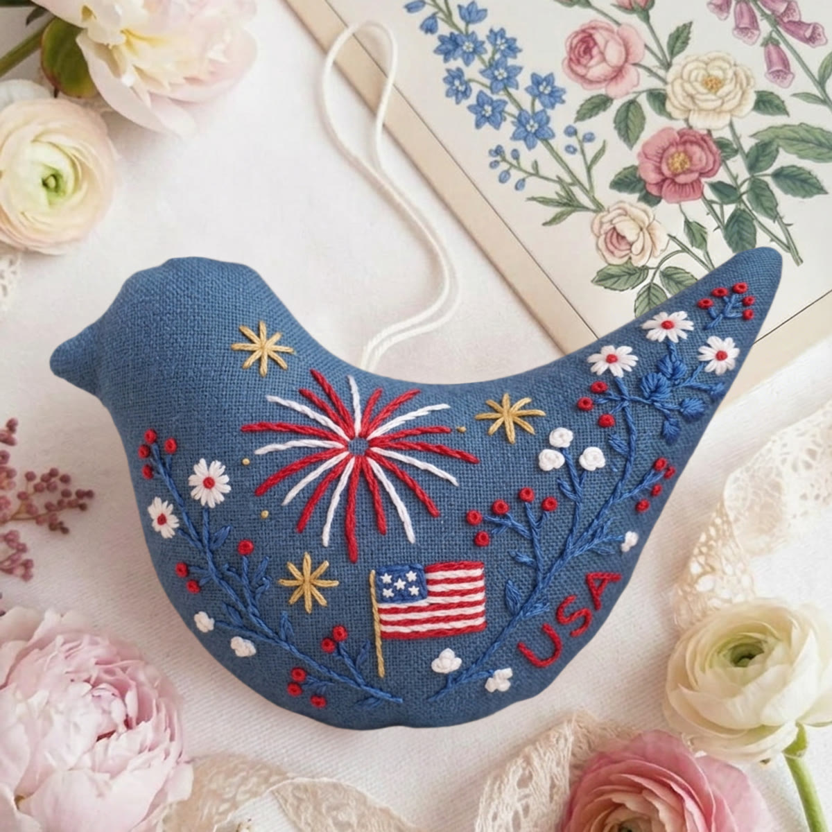 Rubbyoo Bird-shaped Embroidery Kit - America Anniversary | Diy Needlework Gift | Patriotic Handmade Art Craft  - image 3