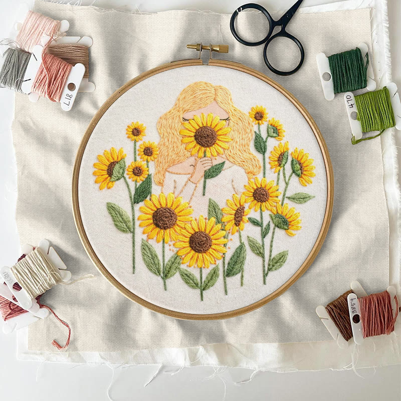 Rubbyoo Embroidery Kit - Sunflower Girl | Positive Handmade Craft | Unique Desk Decor - image 4
