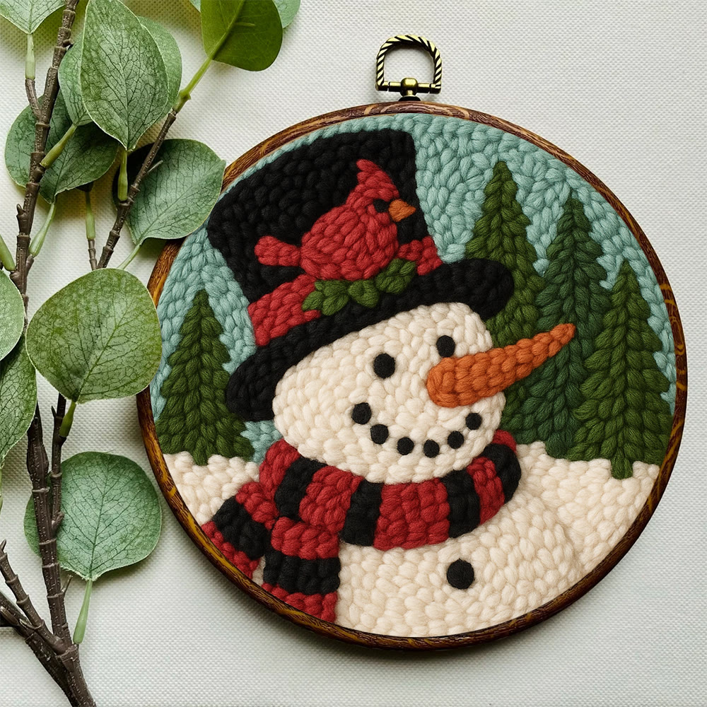 Snowman with Cardinal Punch Needle Kit – Cozy Winter DIY Gift | Handmade Holiday Keepsake - image 8