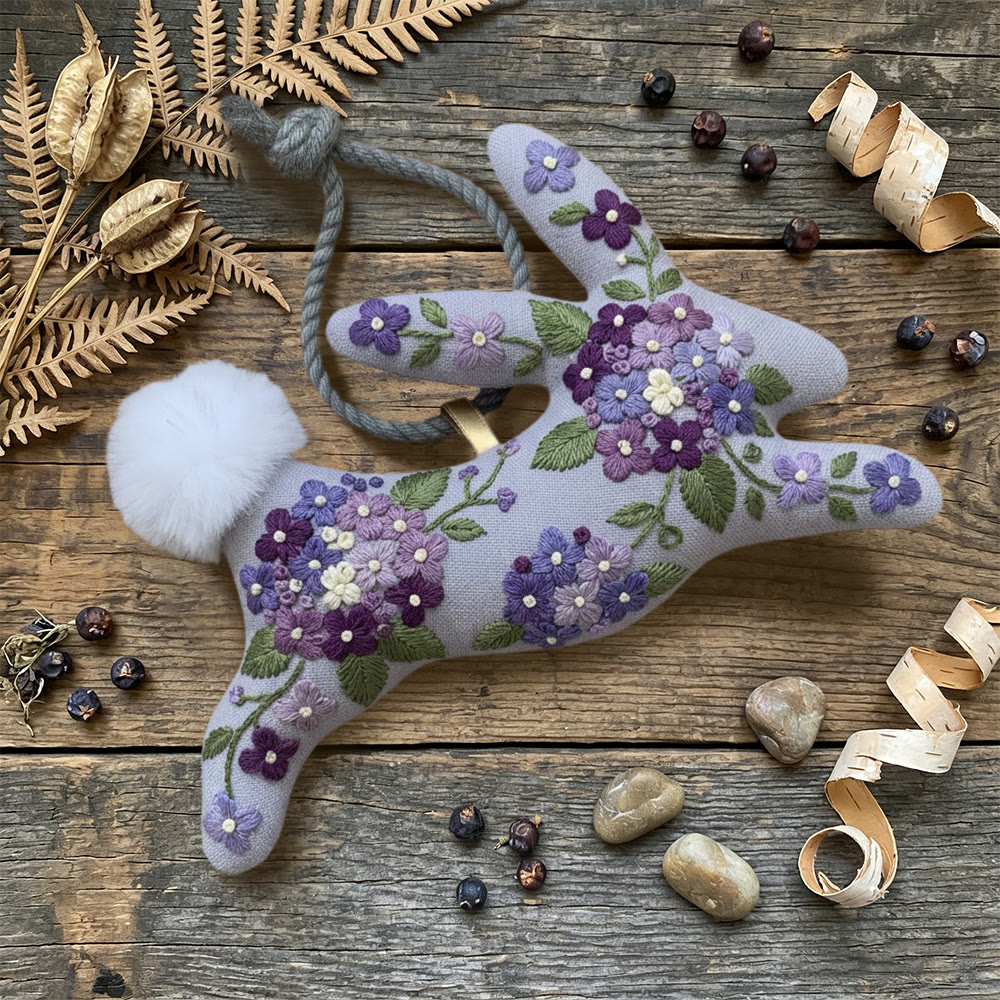 Rubbyoo Rabbit Embroidery Kit - Purple Floral Bouquet | Relaxing Craft | Top Gifting Choice - image 5