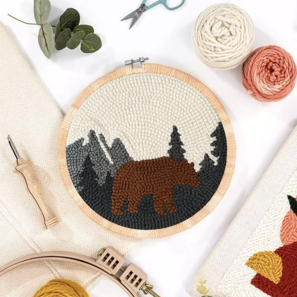 Fierce Bear Punch Needle Kit - Diy Animal Coaster | Nice Desk Decor - image 8