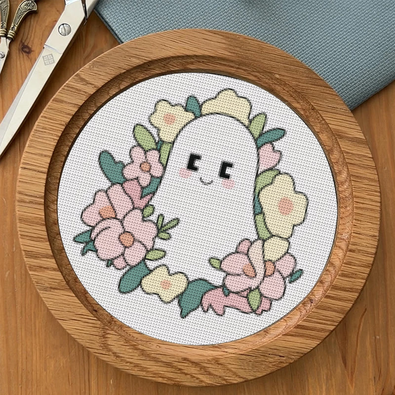  Cross Stitch Kit - Charming Ghost | Unique Floral Craft | Nice For Holiday Ornament - image 7