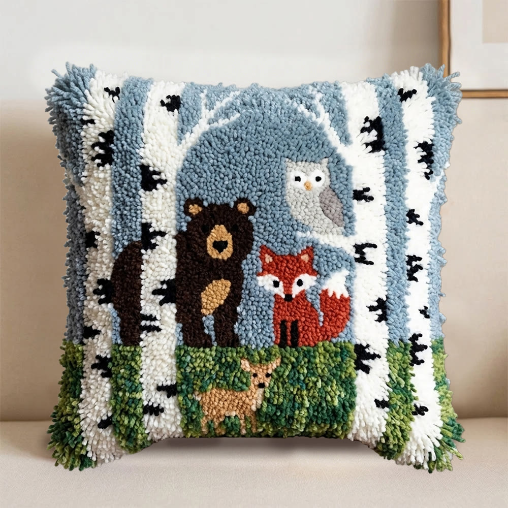Rubbyoo Latch Hook Pillow Kit - Woodland Animal  | Handmade Pillow Cover | Perfect Craft For Beginnner - image 5