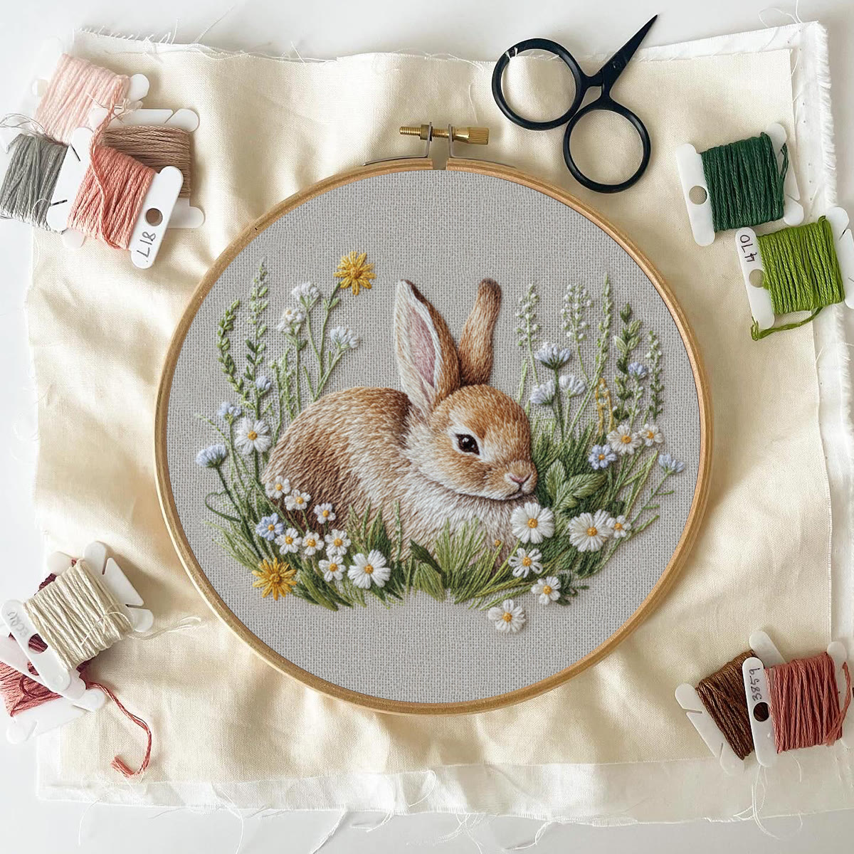 Rubbyoo Embroidery Kit - Rabbit In The Grass | Modern Beginner Craft |  Cute Hoop Art - image 5