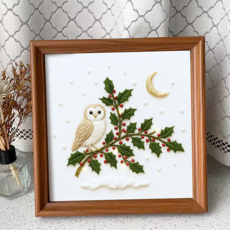 Rubbyoo Embroidery Kit - Winter Owl | Christmas Tree Decor | Diy Holiday Handicraft  - Embroidery Kit Plus An Extra Frame - image 9