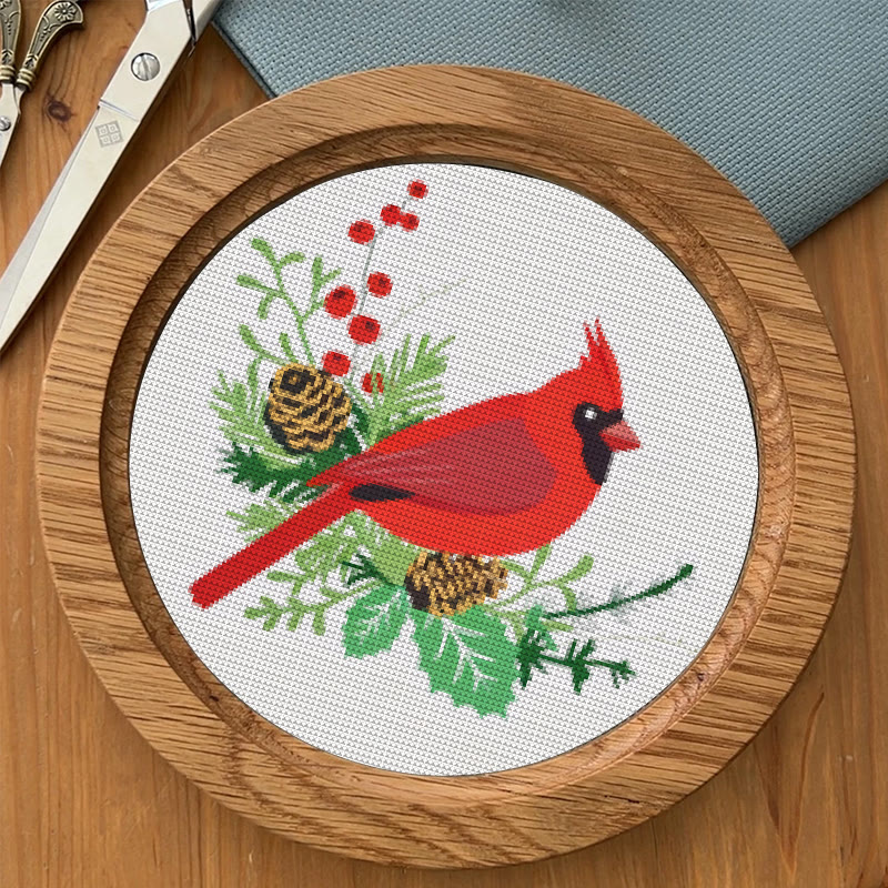  Cross Stitch Kit - Northern Cardinal | Floral Bird Stitch Art | Nice Handmade Decorative Craft  - image 8