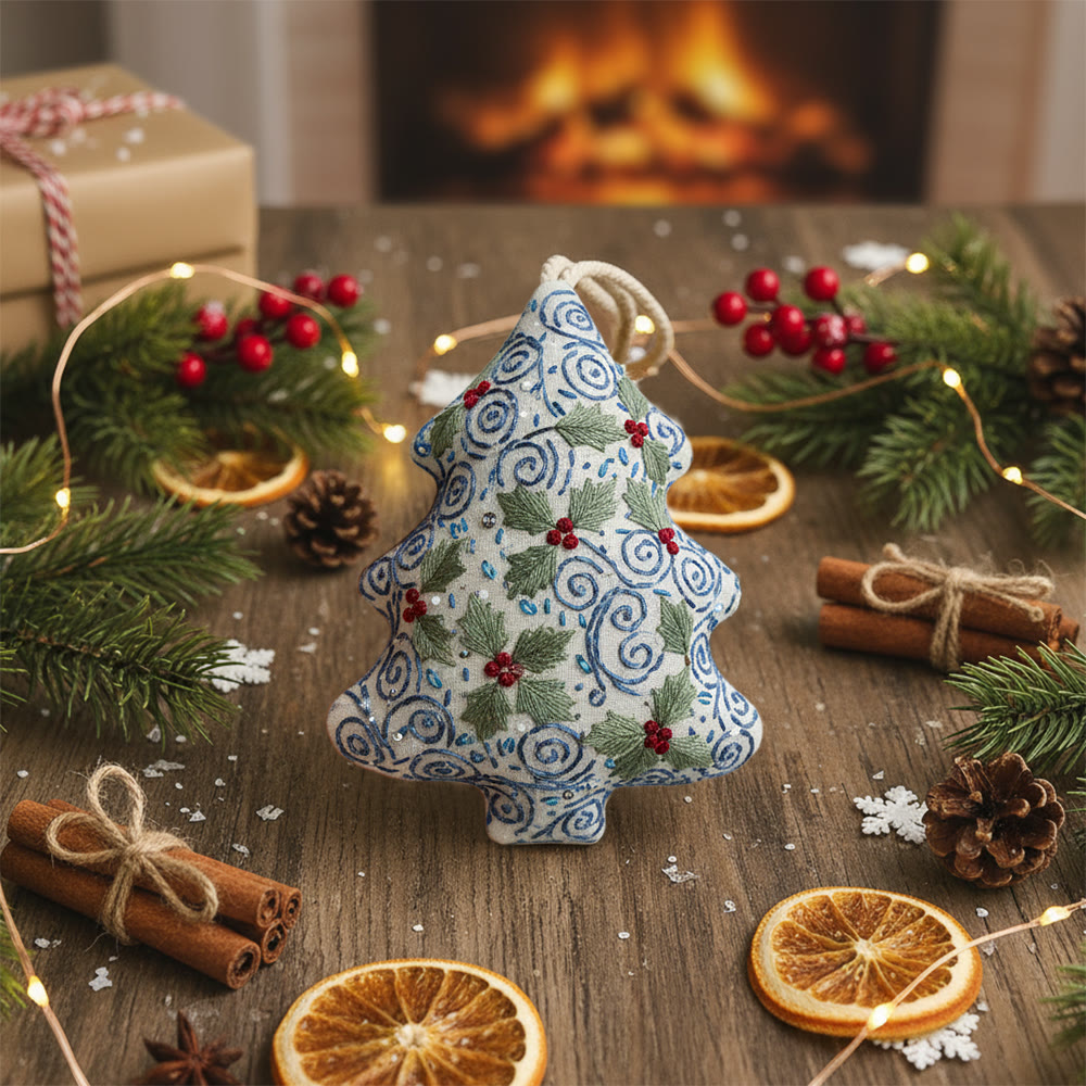 Rubbyoo Tree-shaped Embroidery Kit - Swirling Holly | Easy Diy Craft For Beginners | Exquisite Hanging Embroidery - image 5