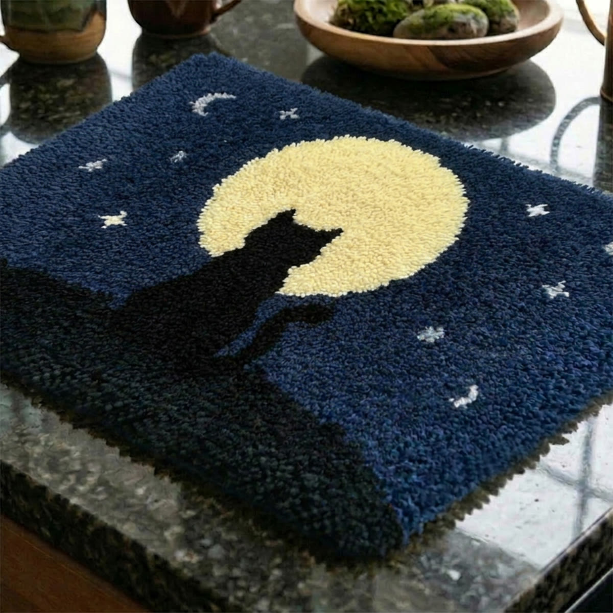 Rubbyoo Latch Hook Rug Kit - Lonely Cat With Moom | Diy Handmade Art |  Tufted Halloween Ornament - image 5
