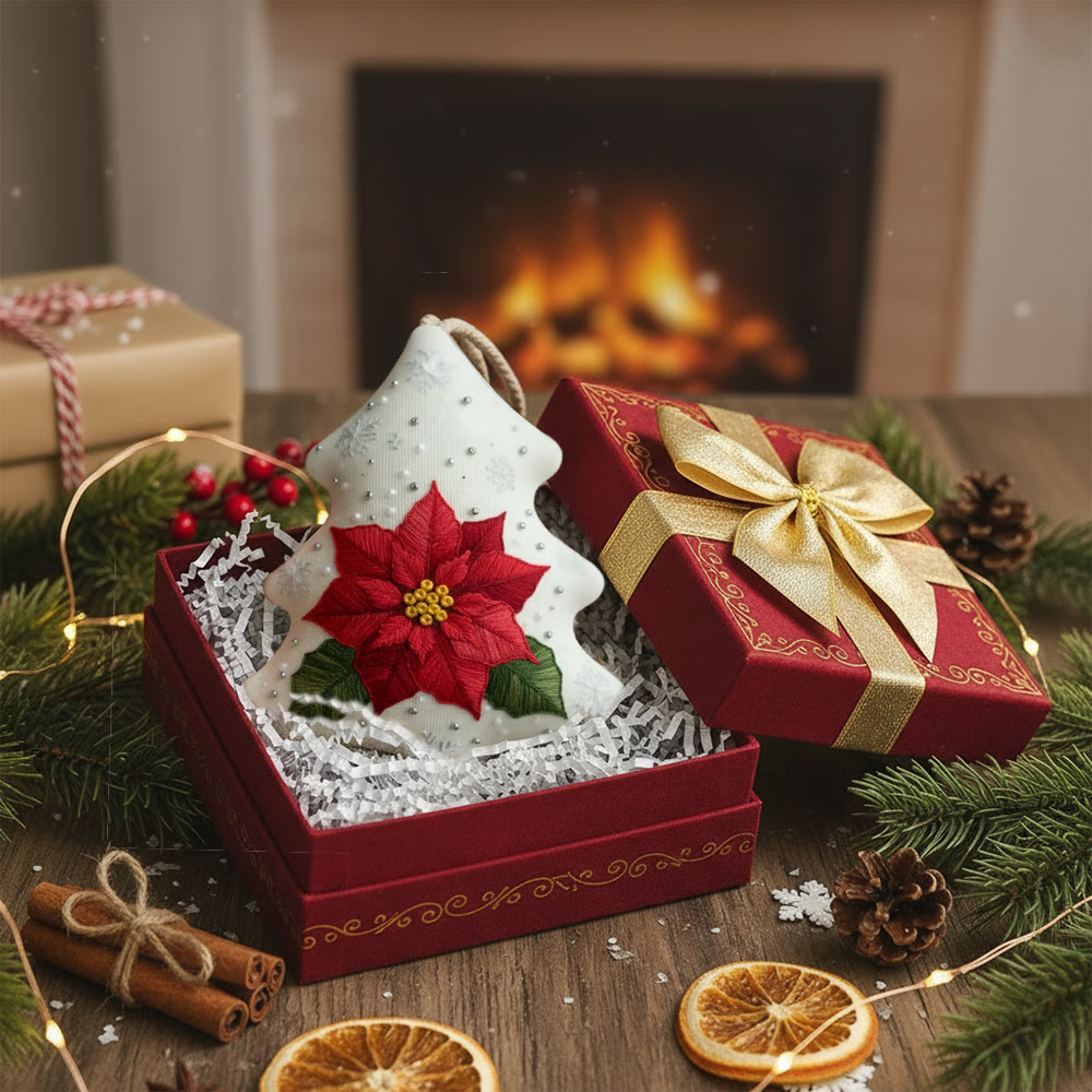 Rubbyoo Tree-shaped Embroidery Kit - Poinsettia | Beginner Friendly Handicraft | Diy Holiday Collection - image 3