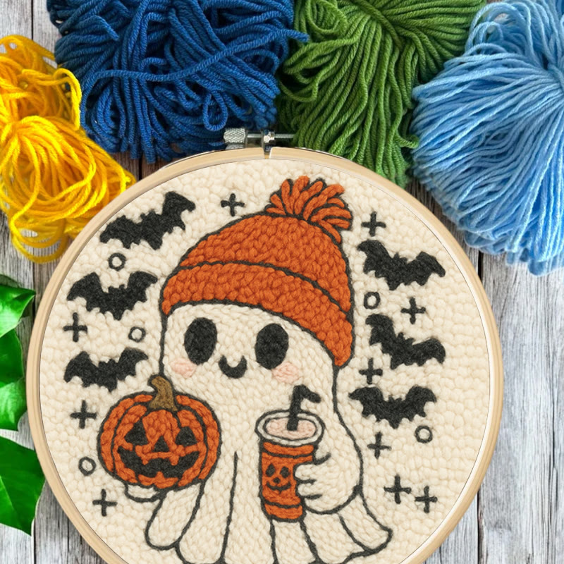 Drinking Ghost Punch Needle Kit - Adorable Halloween Needlework | Handmade Coaster Craft  - image 9