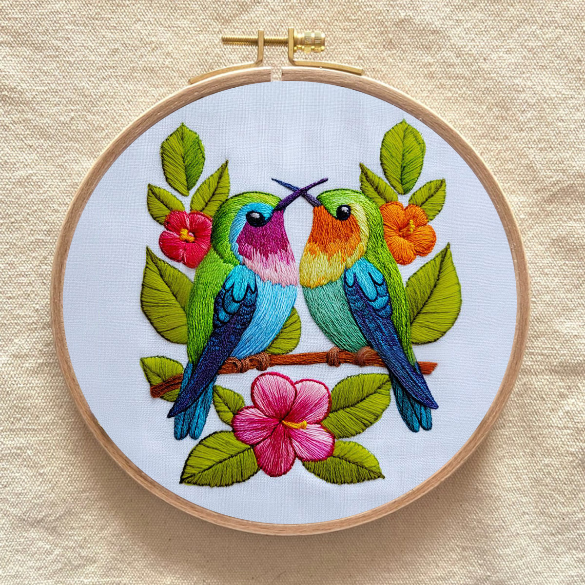 Rubbyoo Embroidery Kit - Colorful Dual Birds with Florals | Couple-Focused Top Gifting Pick | Ideal Anniversary Gift - image 8