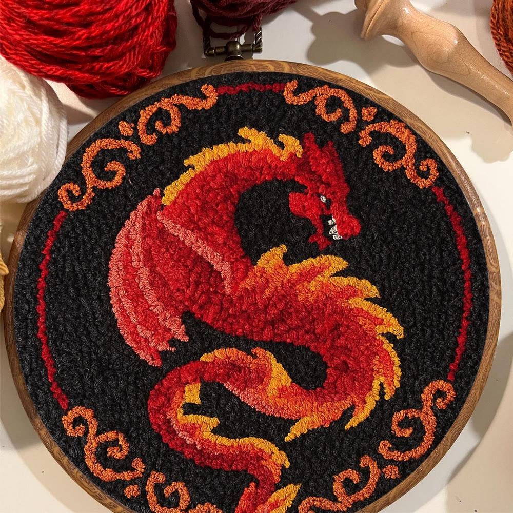 Fire Dragon Punch Needle Kit - Artisan-crafted Art | Fantasy Decor Accent - image 10