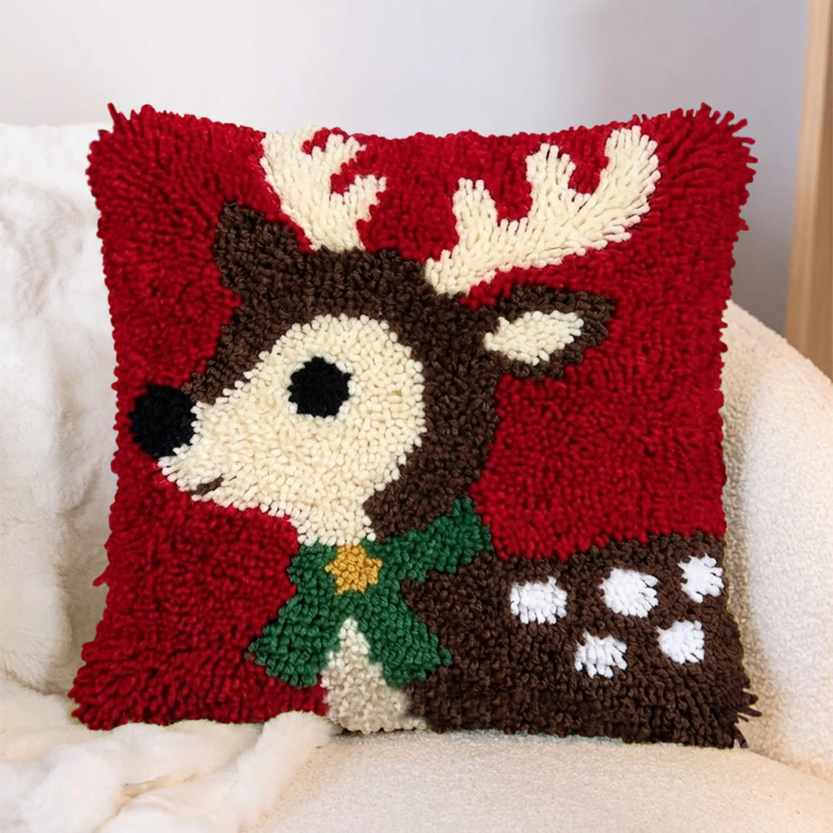 Rubbyoo Latch Hook Pillow Kit - Christmas Deer | Square Cushion Cover | Holiday Accent Gift  - image 5