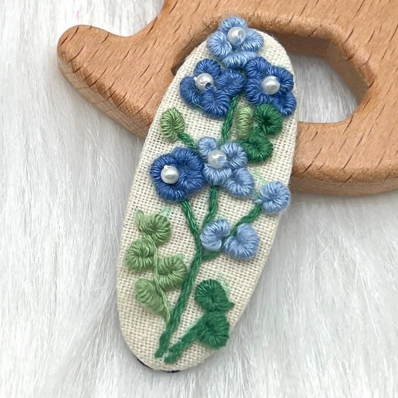 Embroidered hair clip DIY handmade material bag hair accessory headpiece - image 9