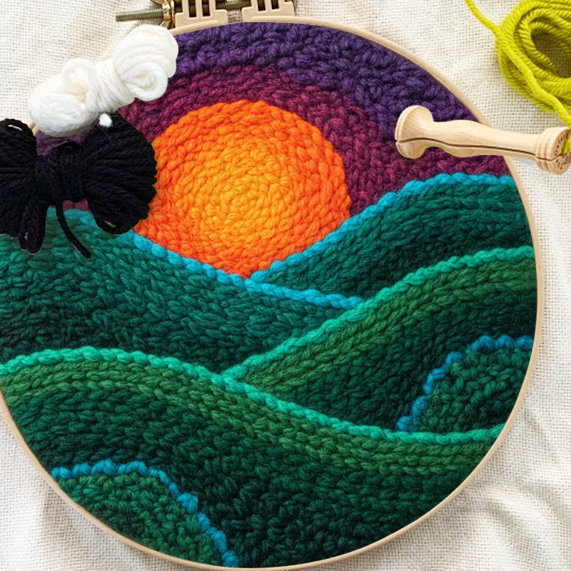 Purple Hued Sunset Mountain Range Punch Needle Kit – Handmade Decor Pendant | Newbie Friendly Diy Craft - image 11