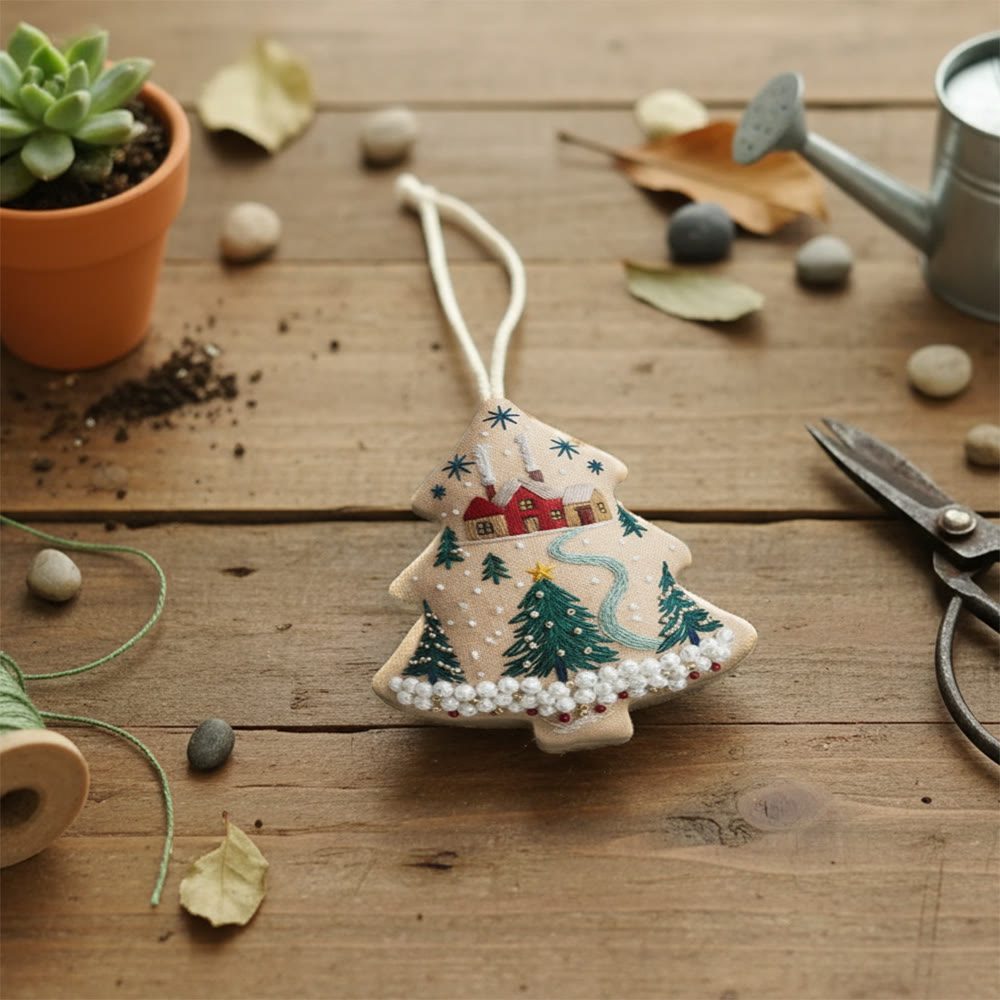 Rubbyoo Tree-shaped Embroidery Kit - Christmas Tree | Diy Christmas Pendant | Unique Gift Idea - image 5