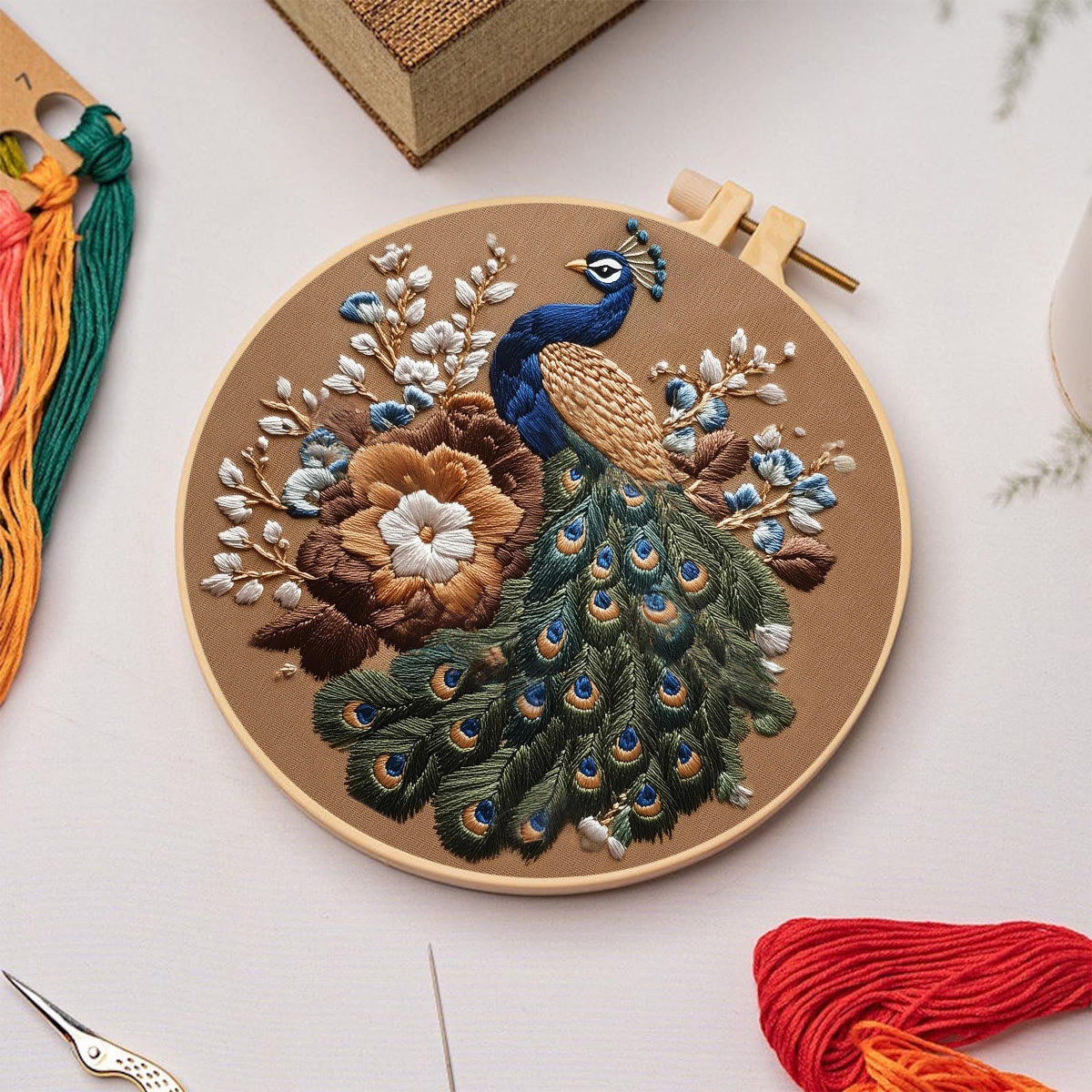 Rubbyoo Embroidery Kit - Peacock And Vintage Floral | Novice Friendly Craft | Elegant Home Addition - image 6