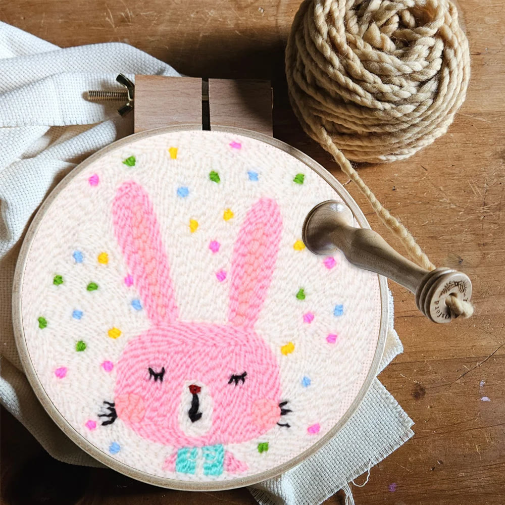 Confetti Pink Bunny Punch Needle Kit - Breezy Craft | Easter Party Accent - image 10