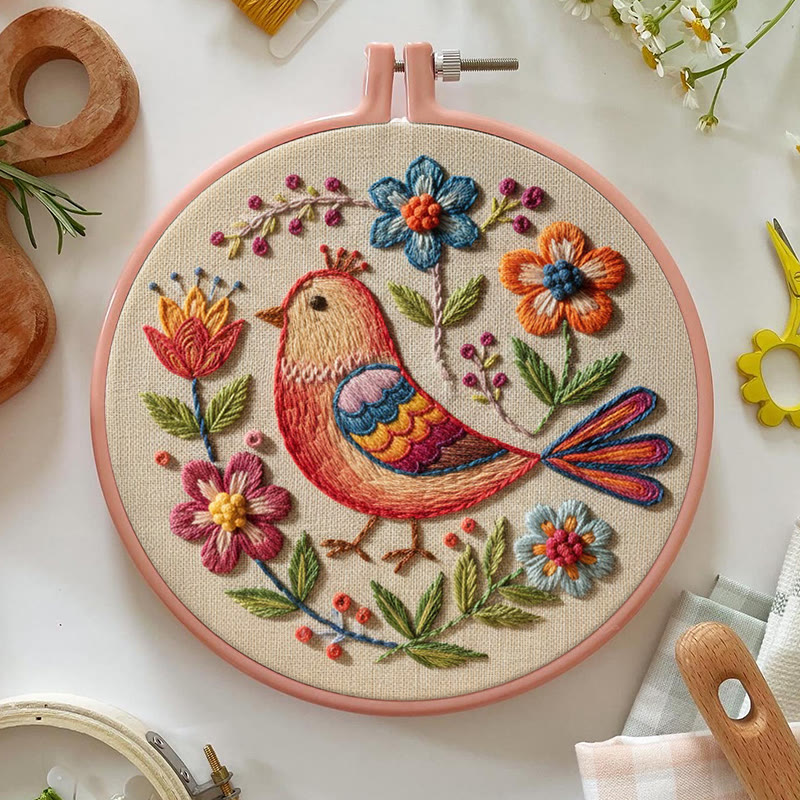 Rubbyoo Embroidery Kit - Bird And Flower | Diy Handmade Needlepoint  | Perfect For Beginners - image 3