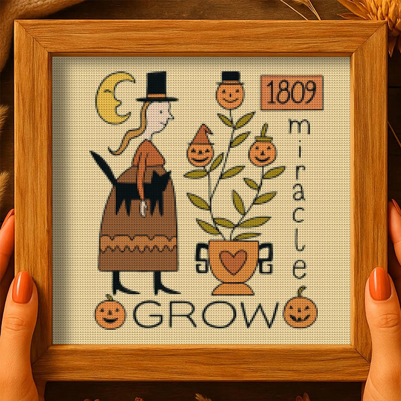 Cross Stitch Kit - Witch With Black Cat | Halloween Handmade Stitch | Diy Holiday Hanging  - image 10