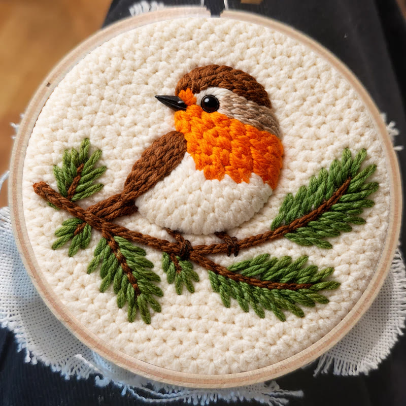 Cheerful Robin Branch Punch Needle Kit – Simple Handcraft Diy | Easy-to-make Decorative Pendant - image 7