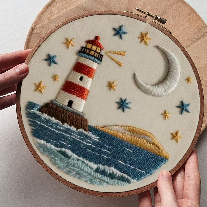 Rubbyoo Embroidery Kit - Nightfall Lighthouse | Ocean-inspired Art | Home Display Piece - image 8