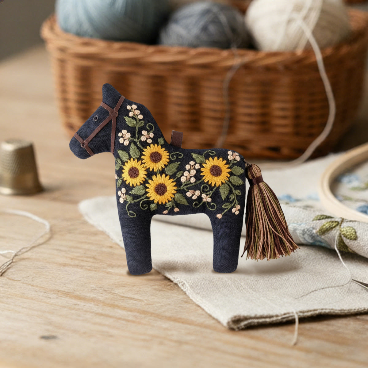Rubbyoo Dala Horse Embroidery Kit - Bright Floral Bouquet | Gift For Her  | Scandinavian Style Ornament - image 4