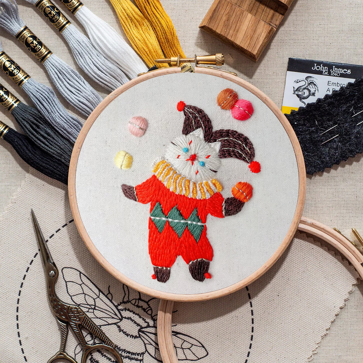 Rubbyoo Embroidery Kit- Circus White Cat| Diy Kit For Starter  Hand Stitch - image 9