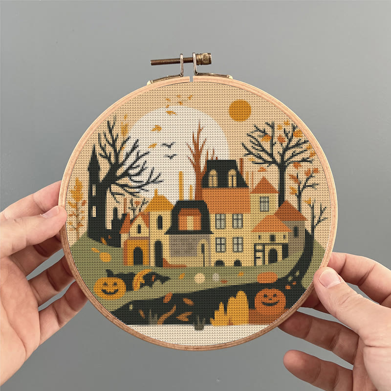  Cross Stitch Kit - Halloween Haunted House | Diy Holiday Ornament | Autumn Town Handicraft  - image 4