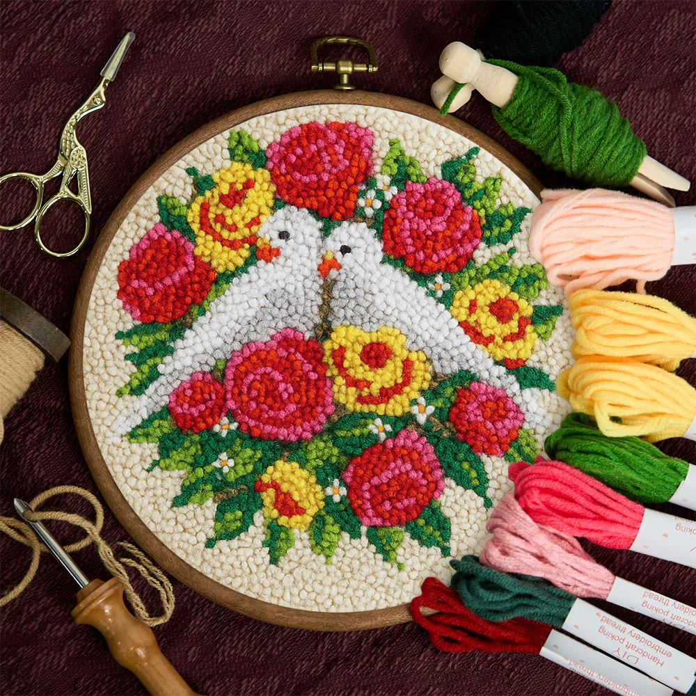 Dove Floral Wreath Punch Needle Kit - Artisan-made Craft | Vibrant Decor Piece - image 7