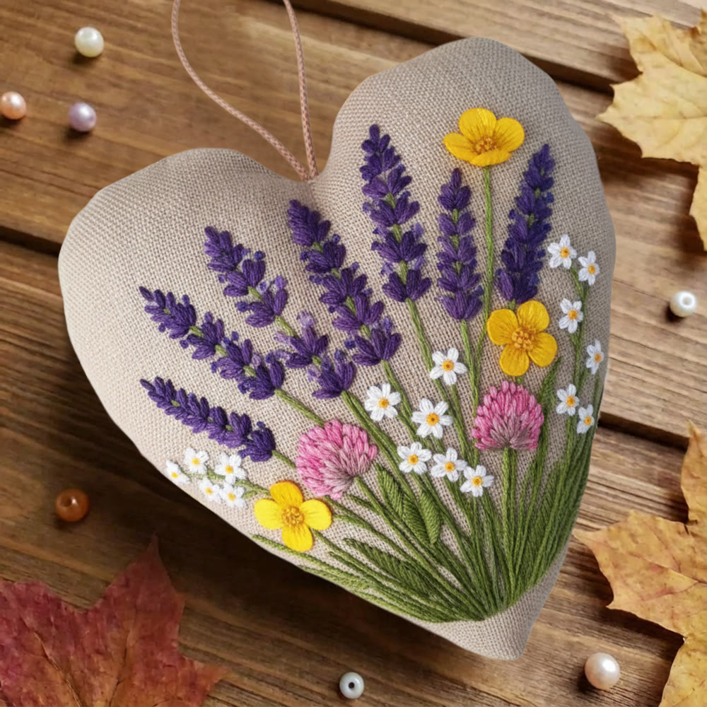 Rubbyoo Heart Embroidery Kit - Lavender Wildflower | Easy Diy Starter Kit | Warm Home Accent - image 8