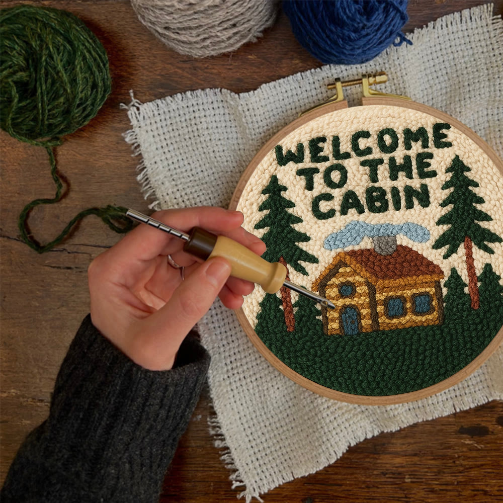 Cabin Welcome Punch Needle Kit - Handcrafted Art | Rustic-themed Home Accent - image 12